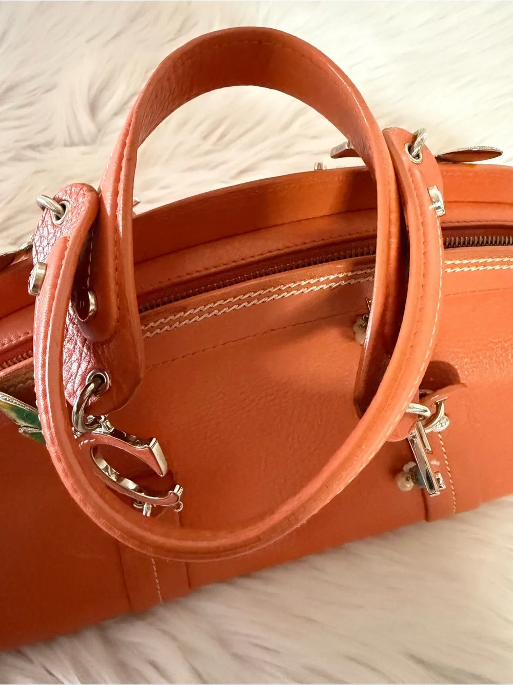 Dior Limited Edition Orange Leather Top-Handle Bag.